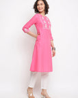 Block Floral Pink Kurta