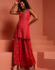 Coral Printed Muslin Kurta & Lehenga Set