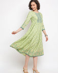 Mint Green Printed A-line Dress