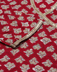 Maroon Printed A-line Kurta