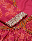Pink Floral Printed Gathered Kurta Set