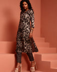 Grey Muslin Printed Kurta Set