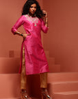 Light Pink Embroidered Straight Kurta