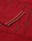Radiant Red Embroidered Cotton Blend Kurta Set