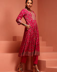 Fuchsia Kalidar Printed Kurta Set