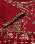 Red Kalidar Brocade Kurta Set