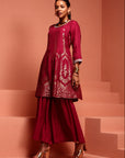 Maroon Brocade Kurta Set
