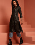 Black Printed Asymmetric Kurta