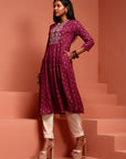 Purple Kalidar Printed Kurta