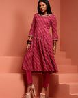Dark Pink Printed Kurta Set