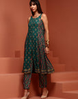 Green A-line Printed Kurta Set