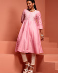 Light Pink Kalidar Embroidered Kurta Set