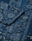 Teal Brocade Gathered Kurta Set