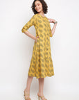 Printed Straight Musturd Dress