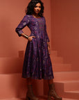 Violet Printed Shantoon Kalidar Kurta