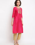 Fuchsia Embroidered Kurta Set