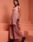 Cotton Pink Printed Kurta- Sharara Set
