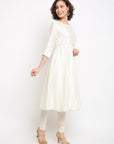 Off-white Brocade Anarkali Set
