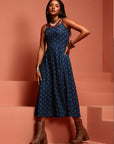 Indigo Kalidar Printed Sleeveless Dress