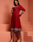 Maroon Solid Kurta Set