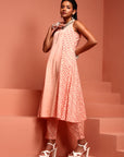 Pink Cotton Flared Kurta Set