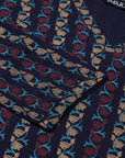 Navy Blue Printed Straight Kurta
