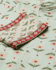 Mint Printed Pure Cotton Kalidar Kurta