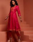 Fuchsia Solid Kalidar Kurta Set