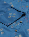 Blue Asymmetric Printed Kurta