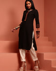 Black Embroidered Straight Kurta