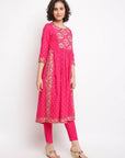 Fucshia Brocade Kurta Set