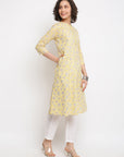 Block Floral Yellow Kurta