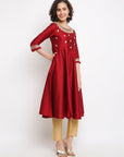 Maroon Brocade Kurta Set