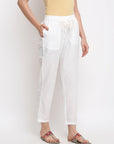 Off-white Solid Straight Pants