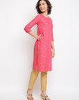 Printed Floral Pink Straight Kurta