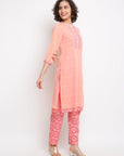 Pink A-line Mandarin Kurta set