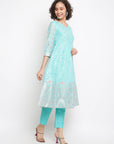 Blue Brocade Anarkali Set