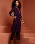 Violet Printed Kurta Set