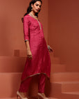 Pink Solid A-line Kurta Set