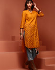Stylish Mustard Printed Kurta