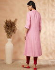 Pink Printed A-Line Kurta