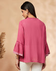 Solid Rose Pink Gathered Top