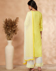 Yellow Embroidered Cotton Kurta Set