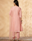 Light Pink Embellished A-Line Kurta Set