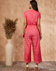 Coral Printed Rayon Jumpsuit