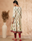 Off-White Printed Gathered Kurta