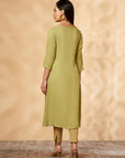 Mint Embroidered A-Line Kurta