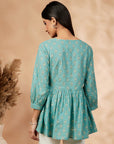 Mint Printed Gathered Top