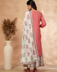 Pink Floral Print Straight Kurta with Palazzo with Dupatta