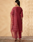 Maroon Embroidered Kurta Set